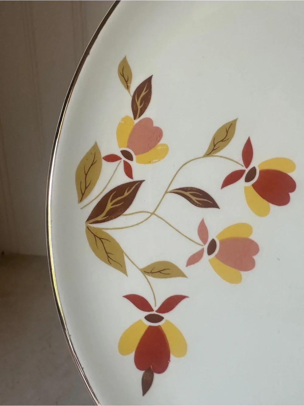 Vintage Superior Hall China Autumn Leaf Cake Plate Hot Plate Trivet 9.75” EUC